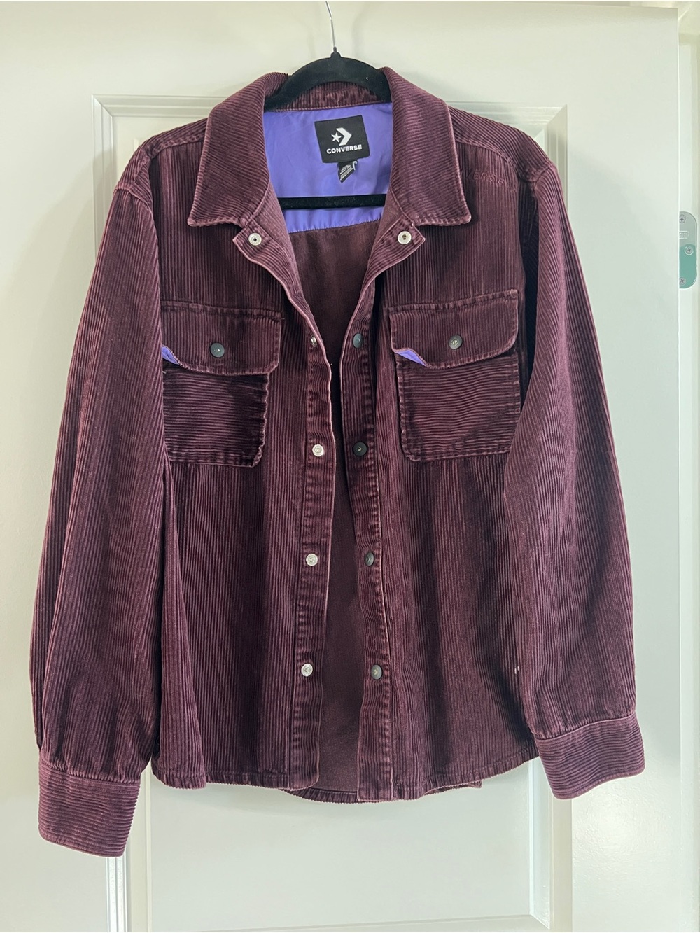 Converse Corduroy Utility Jacket in Deep Burgundy medium skate